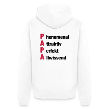 Papa - Unisex Premium Bio Zip Hoodie - Weiß - Hinten - Thijin (182cm)