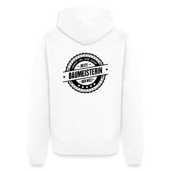 Beste Baumeisterin - Unisex Premium Bio Zip Hoodie - Weiß - Hinten - Thijin (182cm)