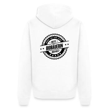 Beste Biobäuerin - Unisex Premium Bio Zip Hoodie - Weiß - Hinten - Thijin (182cm)