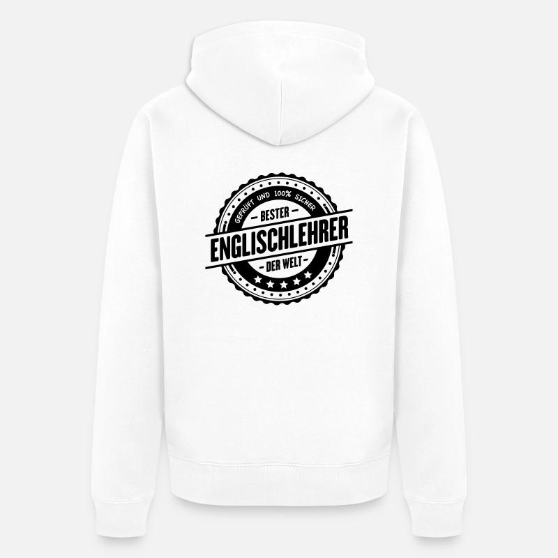 Bester Englischlehrer - Unisex Premium Bio Zip Hoodie - Weiß