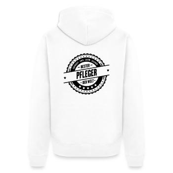Bester Pfleger - Unisex Premium Bio Zip Hoodie - Weiß - Hinten - Thijin (182cm)