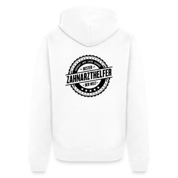 Bester Zahnarzthelfer - Unisex Premium Bio Zip Hoodie - Weiß - Hinten - Thijin (182cm)