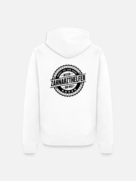 Bester Zahnarzthelfer - Unisex Premium Bio Zip Hoodie - Weiß