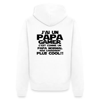 j'ai un papa gamer - Veste à capuche bio Premium Unisexe - blanc - Dos - Thijin (182cm)