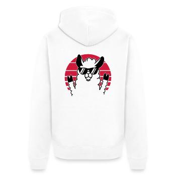 Cool sunglasses - Alpaca – llama funny Lama - Unisex Premium Organic Zip Hoodie - white - Back - Thijin (182cm)