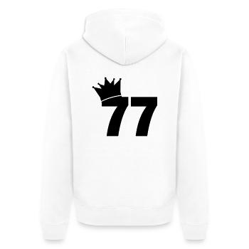 77_krone_f1 - Unisex Premium Bio Zip Hoodie - Weiß - Hinten - Thijin (182cm)