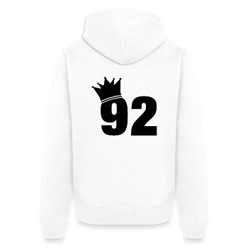 92_krone_f1 - Unisex Premium Bio Zip Hoodie - Weiß - Hinten - Thijin (182cm)