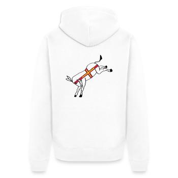 guernseydonkey - Unisex Premium Organic Zip Hoodie - white - Back - Thijin (182cm)