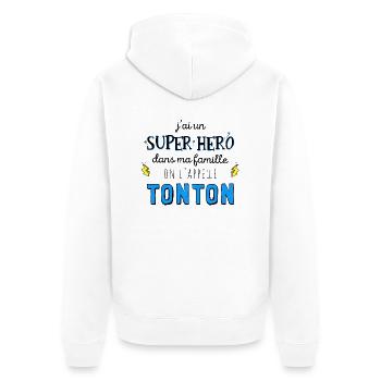 Mon tonton est un super hero - Veste à capuche bio Premium Unisexe - blanc - Dos - Thijin (182cm)