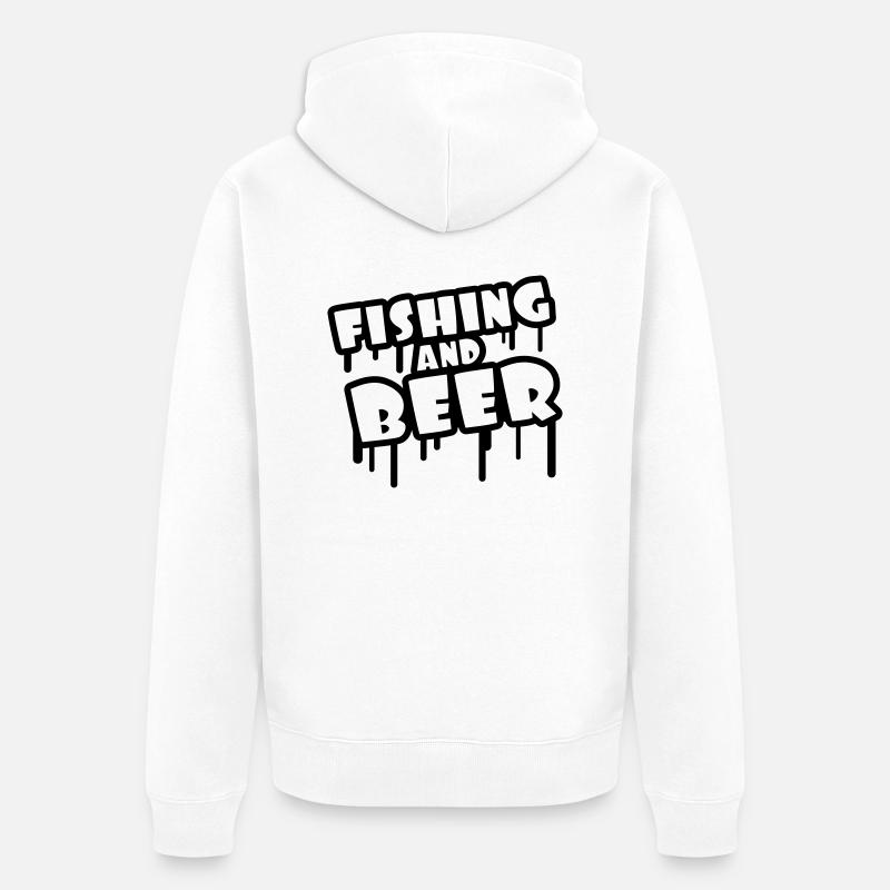Fishing And Beer Graffiti - Veste à capuche bio Premium Unisexe - blanc