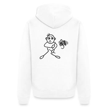 Drummer mit Notenschlüssel - Veste à capuche bio Premium Unisexe - blanc - Dos - Thijin (182cm)