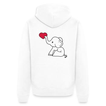 herz liebe schenken verliebt elefant sitzend suess - Unisex Premium Bio Zip Hoodie - Weiß - Hinten - Thijin (182cm)