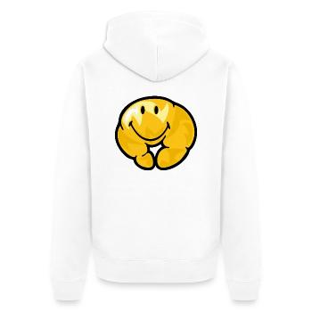 Smiley Croissant - Unisex Premium Bio Zip Hoodie - Weiß - Hinten - Thijin (182cm)