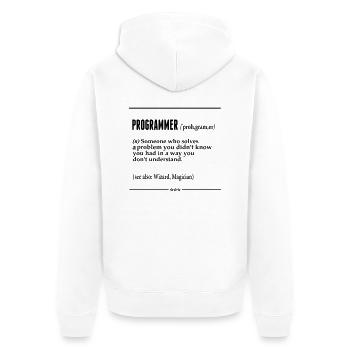 Programmer Noun - Unisex Premium Organic Zip Hoodie - white - Back - Thijin (182cm)
