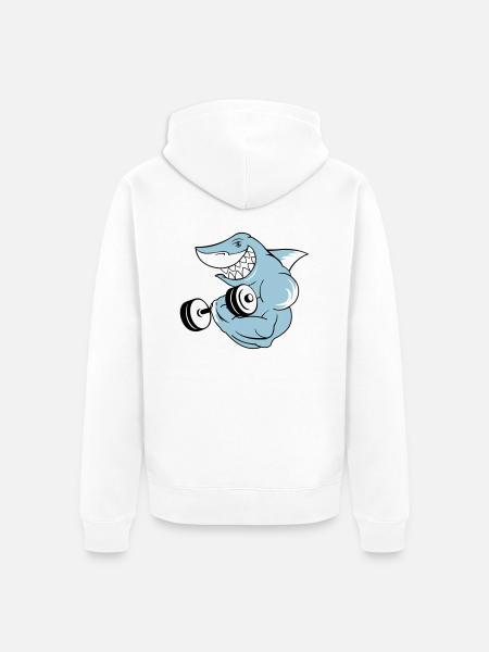 shark_bodybuilder - Veste à capuche bio Premium Unisexe - blanc