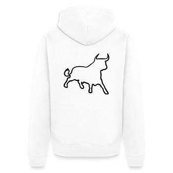 Stier / Toro / Bull / Kontur - Unisex Premium Bio Zip Hoodie - Weiß - Hinten - Thijin (182cm)