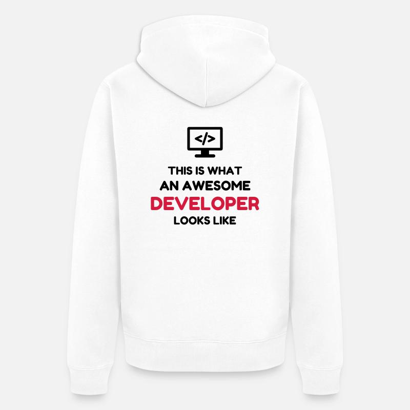 développeur / informatique / informaticien / - Veste à capuche bio Premium Unisexe - blanc