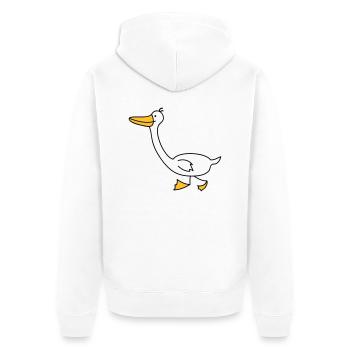 lustige Gans - Unisex Premium Bio Zip Hoodie - Weiß - Hinten - Thijin (182cm)