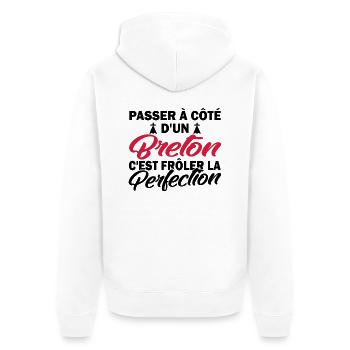 breton perfection - cadeau humour breton - Veste à capuche bio Premium Unisexe - blanc - Dos - Thijin (182cm)