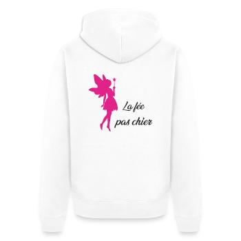 La fée pas chier - Veste à capuche bio Premium Unisexe - blanc - Dos - Thijin (182cm)