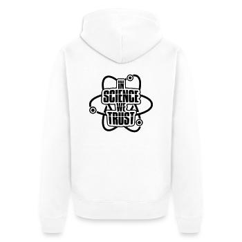 Motto We Trust - Unisex Premium Organic Zip Hoodie - white - Back - Thijin (182cm)
