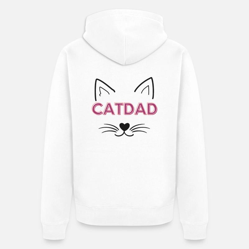 Papa chat - Veste à capuche bio Premium Unisexe - blanc