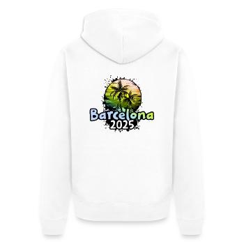 Barcelona 2025 Holiday Palms - Unisex Premium Organic Zip Hoodie - white - Back - Thijin (182cm)