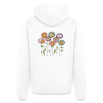 Blumen - Unisex Premium Bio Zip Hoodie - Weiß - Hinten - Thijin (182cm)