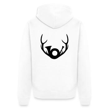 Geweih und Jagdhorn - Unisex Premium Bio Zip Hoodie - Weiß - Hinten - Thijin (182cm)