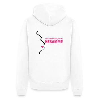 Hebamme - Unisex Premium Bio Zip Hoodie - Weiß - Hinten - Thijin (182cm)