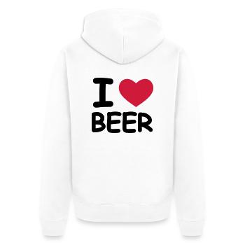 I Love Beer - Unisex Premium Bio Zip Hoodie - Weiß - Hinten - Thijin (182cm)