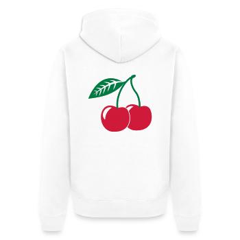 Kirsche, 2fb - Unisex Premium Bio Zip Hoodie - Weiß - Hinten - Thijin (182cm)