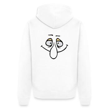 Gesicht Große Nase Lächeln Grinsen Comic Cartoon - Unisex Premium Bio Zip Hoodie - Weiß - Hinten - Thijin (182cm)