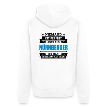 Funshirt Nürnberger - Unisex Premium Bio Zip Hoodie - Weiß - Hinten - Thijin (182cm)