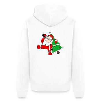Betrunkener Weihnachtsmann mit Baum - Unisex Premium Bio Zip Hoodie - Weiß - Hinten - Thijin (182cm)