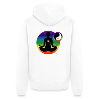 Homme: Méditation chakras - Unisex Premium Organic Zip Hoodie - white - Back - Thijin (182cm)