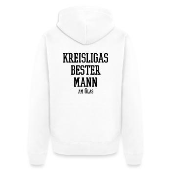 kreisliga sprüche - Unisex Premium Bio Zip Hoodie - Weiß - Hinten - Thijin (182cm)