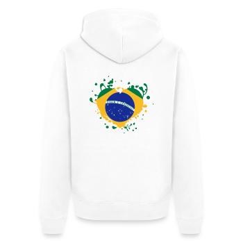 brasilien Flagge Herz-Spiele - Unisex Premium Bio Zip Hoodie - Weiß - Hinten - Thijin (182cm)