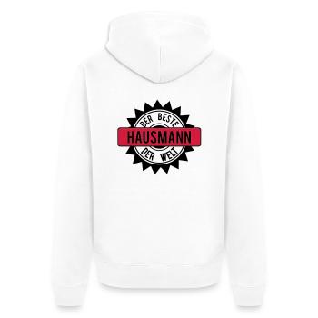 der beste hausmann 2c - Unisex Premium Bio Zip Hoodie - Weiß - Hinten - Thijin (182cm)