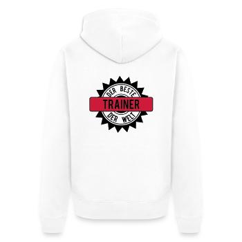 der beste trainer 2c - Unisex Premium Bio Zip Hoodie - Weiß - Hinten - Thijin (182cm)