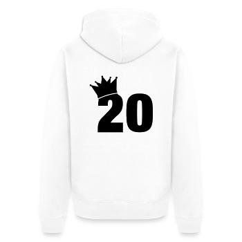 20_krone_f1 - Unisex Premium Bio Zip Hoodie - Weiß - Hinten - Thijin (182cm)