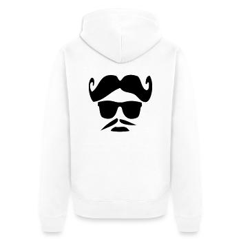 funny_hair_mustache_man - Veste à capuche bio Premium Unisexe - blanc - Dos - Thijin (182cm)