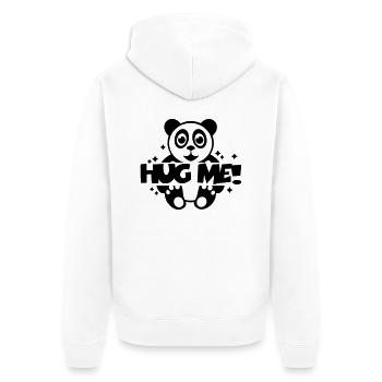 hug_me___f1 - Unisex Premium Bio Zip Hoodie - Weiß - Hinten - Thijin (182cm)