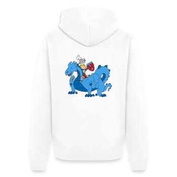 Boy Knight riding Blue Dragon - Unisex Premium Bio Zip Hoodie - Weiß - Hinten - Thijin (182cm)