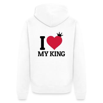 I love my King - Unisex Premium Bio Zip Hoodie - Weiß - Hinten - Thijin (182cm)