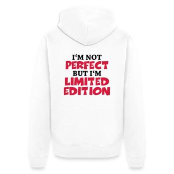 I'm not perfect, but I'm limited edition - Unisex Premium Bio Zip Hoodie - Weiß - Hinten - Thijin (182cm)