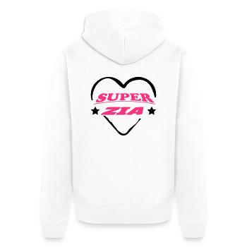 Super zia 111 - Unisex Premium Bio Zip Hoodie - Weiß - Hinten - Thijin (182cm)