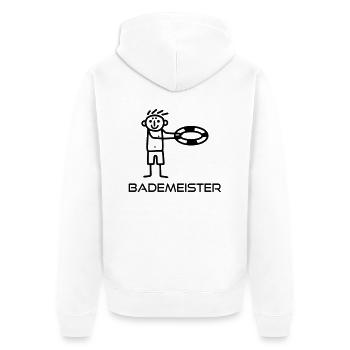Strichmännchen Bademeister - Unisex Premium Bio Zip Hoodie - Weiß - Hinten - Thijin (182cm)