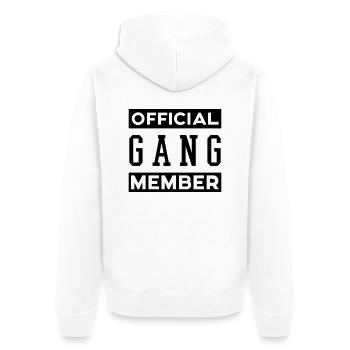 OFFICIAL GANG MEMBER - Unisex Premium Organic Zip Hoodie - white - Back - Thijin (182cm)