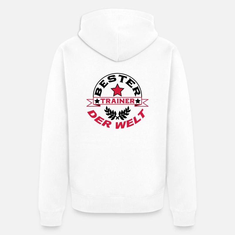 Bester trainer der welt - Unisex Premium Bio Zip Hoodie - Weiß